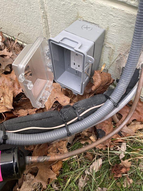 Completed warranty service addressing two issues on recent HVAC installation. Secured and properly closed GFI cover on exterior disconnect box that was not latching correctly, ensuring weatherproof protection of electrical connections. Diagnosed and resolved continuous blower operation issue by verifying thermostat wiring connections and adjusting control board settings to restore proper system cycling. All components tested and verified operational upon completion.