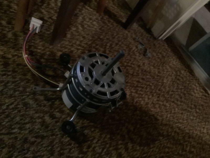 Replaced defective blower motor and blower wheel assembly on HVAC system. Installed new 23V73 blower motor from stock inventory and 16596 blower wheel sourced from Lennox distributor. System tested and verified proper operation upon completion.