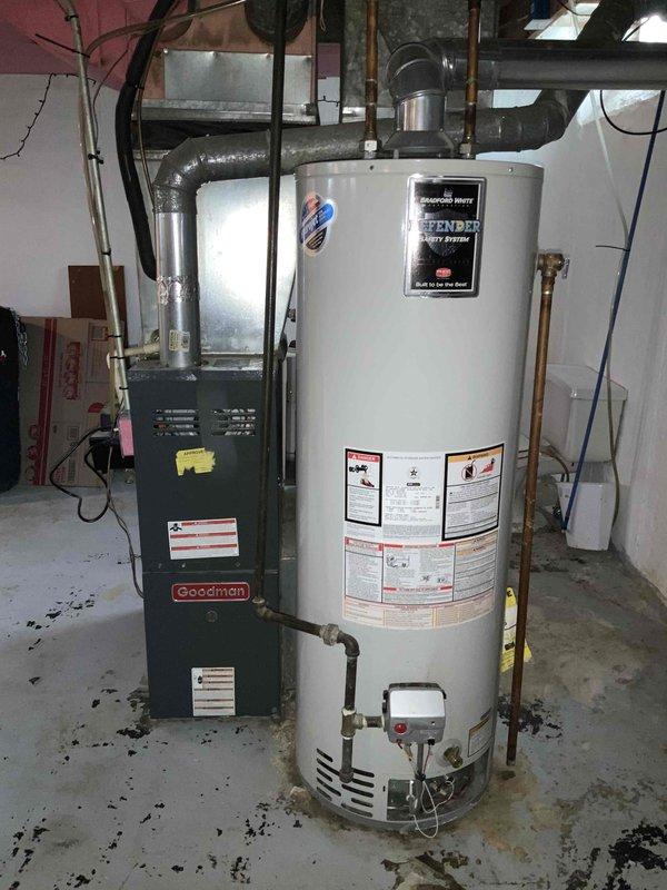 Conducted estimate for replacement of non-operational natural gas furnace and air conditioning system located in basement, both exceeding 20 years of age. Assessed existing Goodman furnace, ductwork configuration, plumbing connections, and electrical service to determine specifications for new equipment installation under buy-one-get-one promotion.