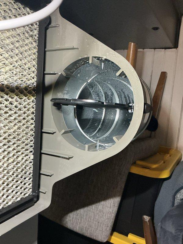 Responded to warranty service call for forced air furnace system installed less than one year ago with complaint of humidifier running continuously. Upon inspection, examined humidifier assembly and evaporator pad within the HVAC unit. Verified humidifier operation and checked humidistat settings and control wiring. Inspected honeycomb evaporator pad for mineral buildup or saturation issues that could affect proper cycling. Examined condensate drain line routing and blower assembly integration with humidifier system. Assessed airflow distribution components including supply diffuser to ensure proper system operation. System maintained heating capability throughout service call. Completed diagnostic evaluation and made necessary adjustments to resolve continuous run condition under warranty coverage.