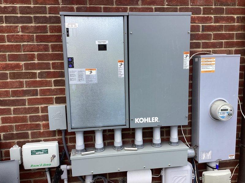 Performed scheduled maintenance on a 38kW Kohler standby generator, including oil and filter change, spark plug replacement, and battery service. Documented maintenance activities on unit control panel and verified proper operation of all systems, though noted the generator remains disconnected from remote monitoring application.