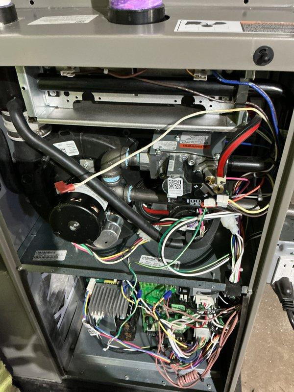 Completed annual heating maintenance on residential gas furnace system. Performed comprehensive tune-up including inspection of heat exchanger, burner assembly, gas valve, and ignition components. Verified proper operation of blower motor, control board, and all safety devices including pressure switches and flame sensor. Checked electrical connections, tested thermostat communication, and confirmed proper airflow throughout system. Cleaned burners and inspected flue piping for proper venting. All components found operating within manufacturer specifications with no deficiencies noted. System tested under full heating cycle and confirmed proper operation. Unit left in excellent working condition.