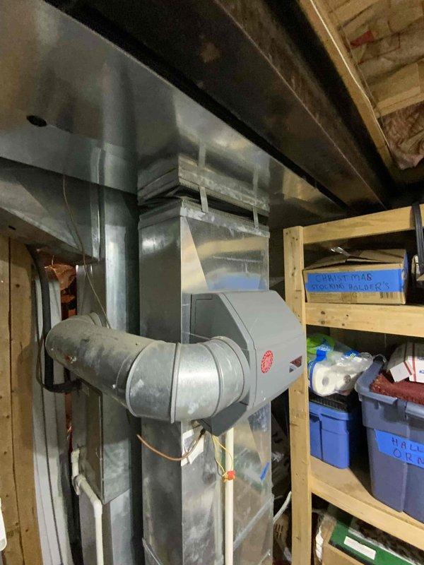 Provided comprehensive estimate for replacement of 20+ year old natural gas furnace and air conditioning system currently located in basement with outdoor condenser unit. Both existing units remain operational but have reached end of expected service life. Assessment included evaluation of current air handler, ductwork configuration, and outdoor condensing unit to determine proper sizing and installation requirements for new HVAC system under buy-one-get-one promotion.
