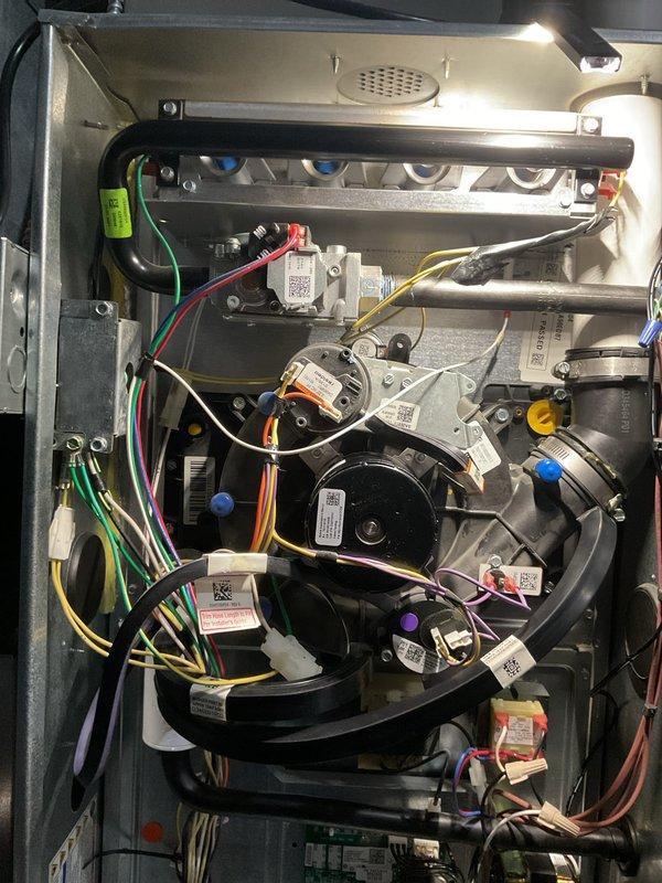 Completed scheduled preventive maintenance on residential gas furnace system. Performed comprehensive inspection of all internal components including burner assembly, heat exchanger, gas valve, ignition system, blower motor, and electrical connections. Verified proper operation of inducer motor, checked all wiring connections and safety controls, and confirmed condensate drainage system functioning correctly. All components operating within manufacturer specifications with no issues identified.