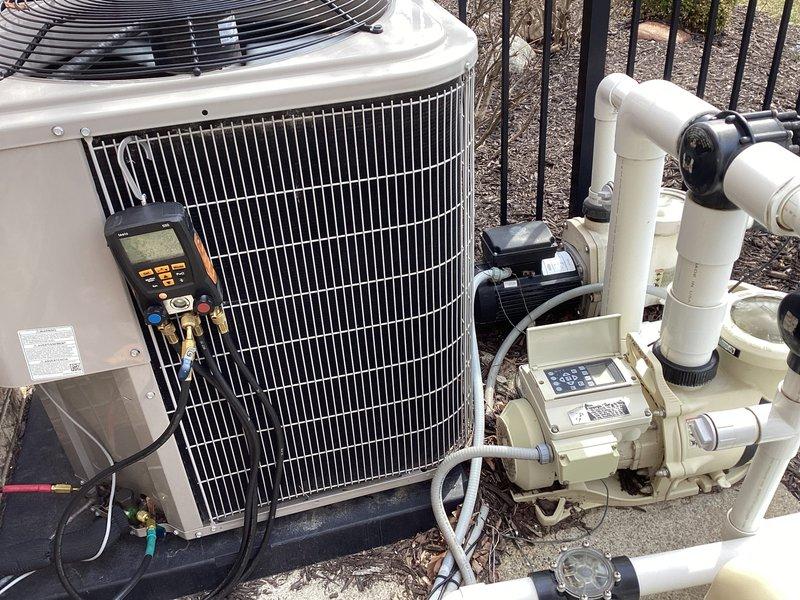 Completed comprehensive annual maintenance on two residential air conditioning systems as part of recurring preventive maintenance agreement. Performed full system diagnostics including refrigerant pressure testing with digital manifold gauges, replaced air filters on both units, inspected condenser coils and heat exchanger fins for proper airflow, and verified all electrical connections and control operations. Both outdoor condenser units found to be operating within normal parameters with no immediate service needs identified.