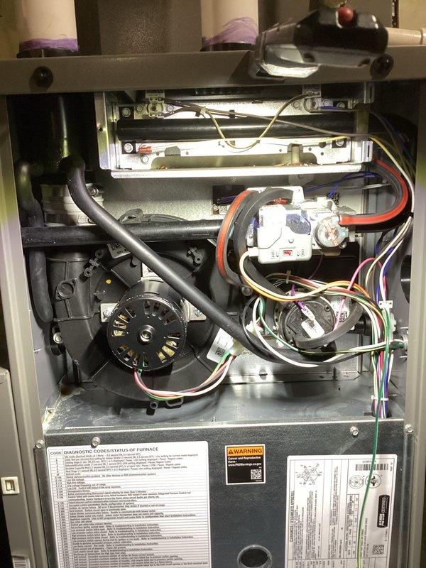 Completed annual preventative maintenance tune-up on residential furnace and air conditioning system. Performed comprehensive inspection of blower motor assembly, gas valve, control board, and all electrical connections; verified proper operation of all components. System tested and confirmed to be operating within manufacturer specifications with no issues found.