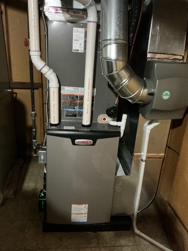 Completed scheduled Air Care Heating and Air Care Cooling maintenance on Lennox residential HVAC system. Performed comprehensive inspection of furnace unit, ductwork connections, condensate drainage lines, and all associated components. System operating within normal parameters with all safety labels and manufacturer specifications verified.