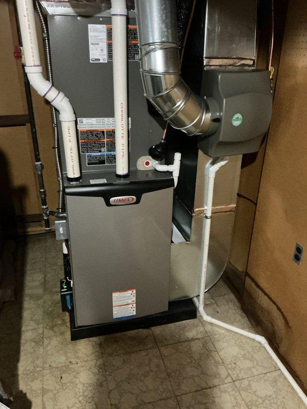 Completed scheduled Air Care Heating and Air Care Cooling maintenance on Lennox residential HVAC system. Performed comprehensive inspection of furnace unit, ductwork connections, condensate drainage lines, and all associated components. System operating within normal parameters with all safety labels and manufacturer specifications verified.