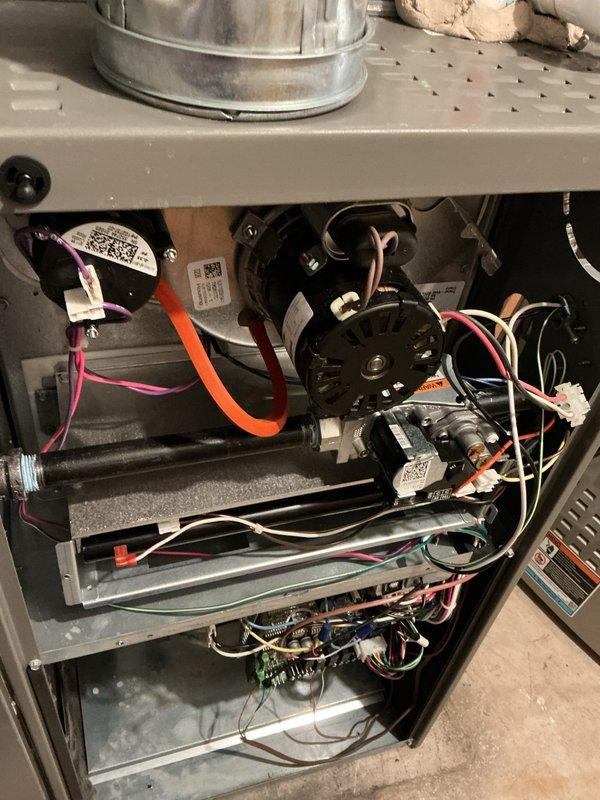 Completed scheduled Air Handler Maintenance (AHM) on residential HVAC system. Performed comprehensive inspection of air handler unit including internal components, motors, electrical connections, and blower assembly. Verified all wire harnesses and connections were secure, checked motor operation, and inspected ductwork and plenum connections. All components found operating within normal parameters with no deficiencies noted. Unit tested and left in proper working condition.