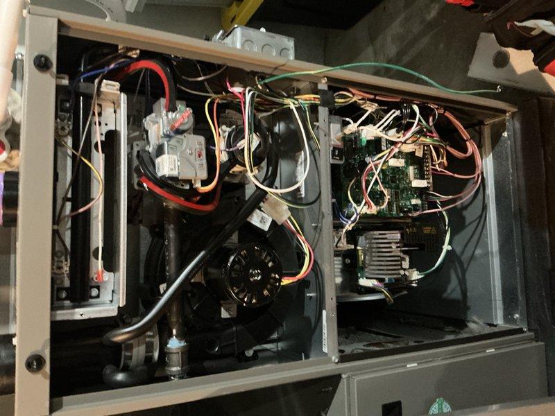 Completed annual furnace maintenance and tune-up per membership agreement. Performed comprehensive inspection of all system components including gas valve assembly, blower motor, control boards, electrical connections, and safety controls. Verified proper operation of ignition system, heat exchanger integrity, and airflow. Inspected wiring throughout unit, checked all electrical connections for security, and confirmed control board functionality with heat sink cooling system operating correctly. All components found in proper working order with no deficiencies noted. System tested and left in full operational condition.