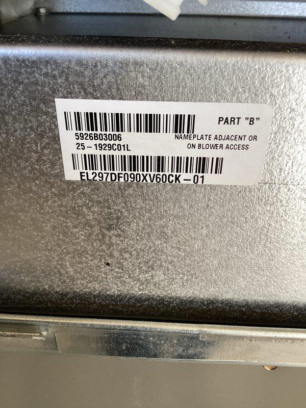 Completed full HVAC system installation including a 90,000 BTU downflow furnace (model EL297DF090XV60CK-01), 3-ton air conditioning unit with left-side configuration, whole-home humidifier, and hot water heater replacement. All equipment was installed per specifications with proper permitting for mechanical and electrical work, including reconnection of existing utilities. Installation included flashing modifications at the filter rack and plenum connection point to ensure proper airflow and system integration.