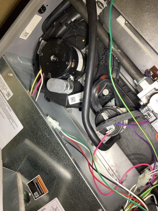 Completed annual heating maintenance on residential HVAC system. Performed comprehensive inspection of air handler unit, including blower motor assembly, electrical connections, and capacitor. Verified proper operation of all components, checked refrigerant line insulation integrity, and inspected condensate drain lines. Changed furnace filter and cleaned unit exterior louvers. All system components found operating within normal parameters with no deficiencies noted at time of service.