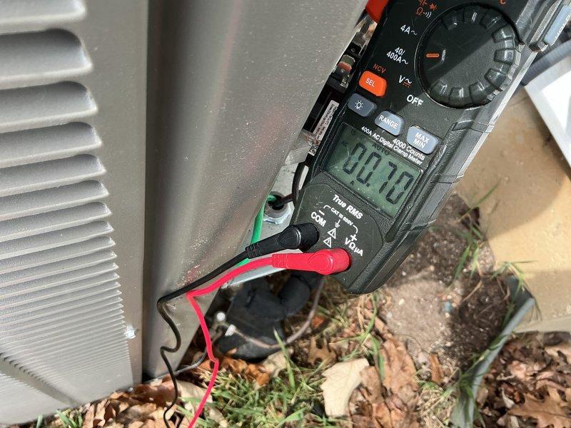 Completed annual preventative maintenance on residential air conditioning system. Performed comprehensive electrical diagnostics using digital multimeter, verifying voltage readings at outdoor condensing unit which measured within normal operating parameters at approximately 302 volts. Inspected unit components, tested electrical connections, and confirmed proper system functionality to ensure reliable operation for the upcoming cooling season.