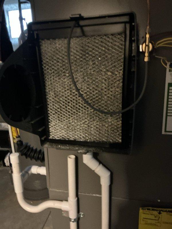 Completed routine Air Care Maintenance on residential HVAC system. Inspected Lennox smart thermostat operation and verified proper functionality, checked evaporator coil assembly and filter condition, and confirmed condensate drain lines were clear and draining properly. All system components operating within normal parameters.