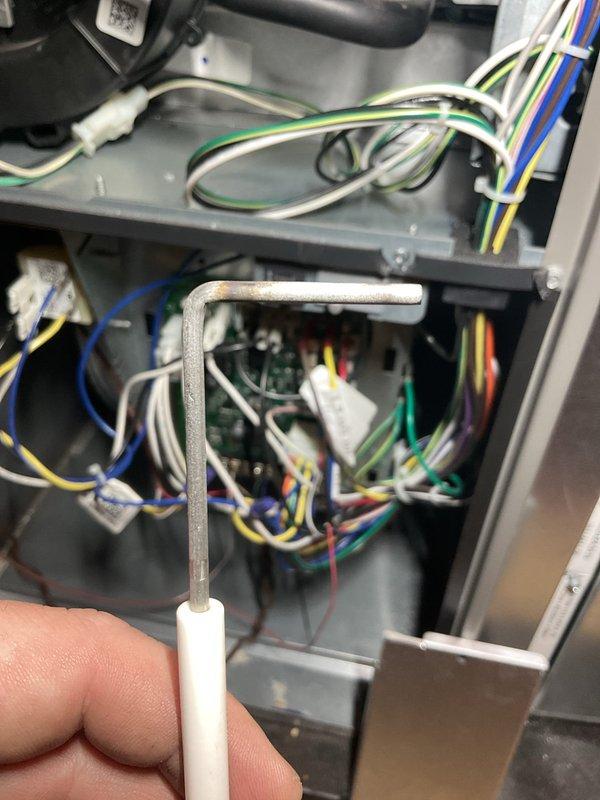 Responded to service call for furnace producing intermittent foghorn noise and performed scheduled annual maintenance on new furnace system. Conducted comprehensive system diagnostics including electrical measurements using clamp meter, which confirmed proper amperage draw at 182.4 amps. Inspected all internal wiring connections, control board components, and electrical terminals for proper operation. Completed full tune-up service including verification of all safety controls, blower motor operation, and system cycling. All components found functioning within manufacturer specifications with no issues identified related to reported noise concern.