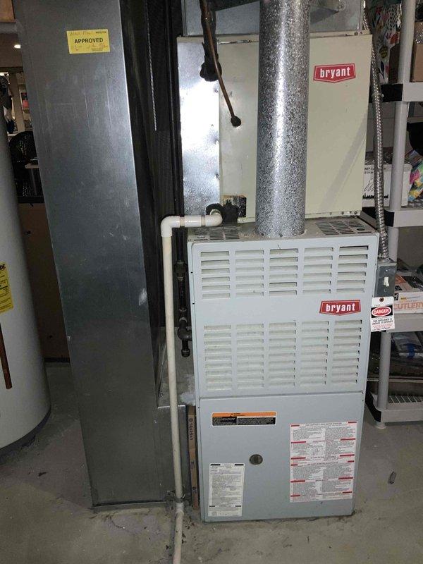 Conducted estimate for replacement of 25-year-old non-functional natural gas furnace located in basement mechanical room. Assessed existing Bryant HVAC system, ductwork configuration, and installation requirements for new equipment. Documented current system specifications and provided comprehensive replacement options to restore heating capability to the residence.
