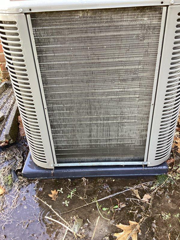 Completed annual air conditioning maintenance inspection on outdoor condensing unit. Upon arrival, noted heavy dirt and debris accumulation on condenser coil fins with visible contamination affecting airflow efficiency. Performed standard ACM protocol including visual inspection of all accessible components, checked electrical connections, and assessed overall unit operation. Condenser coil showed significant soiling requiring attention for optimal performance. Unit operational at time of service. Documented equipment condition with photographs and presented customer with maintenance renewal options to ensure continued system reliability.
