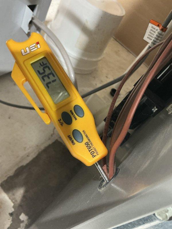 Completed annual furnace maintenance tune-up as part of maintenance membership on a newly installed unit (0 years old). Performed comprehensive system inspection including temperature differential measurements across ductwork (124°F recorded) and refrigerant line diagnostics (25.3° reading captured). All components tested within normal operating parameters, system operating efficiently with no repairs required.