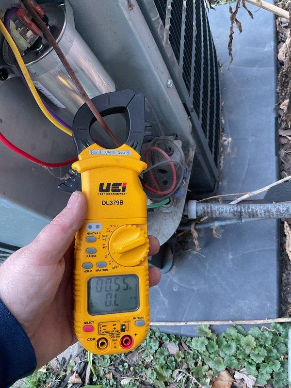 Completed annual preventive maintenance on residential cooling system. Performed electrical diagnostics using digital clamp meter to verify compressor amperage draw and system performance. Inspected outdoor condensing unit components including capacitor connections, wiring integrity, and electrical terminals. All electrical readings within manufacturer specifications. Unit operating properly with no issues found.