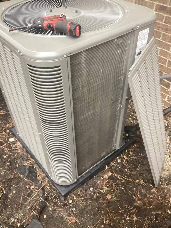 Responded to service call for AC not working with reported issue of power not shutting off at circuit breaker. Upon arrival, appointment was converted to preventive maintenance tune-up per customer request. Performed complete AC maintenance on approximately 1-year-old system with basement-located air handler and outdoor condenser unit. Conducted refrigerant pressure and temperature diagnostics using manifold gauges, verified system operating parameters, and inspected outdoor condenser unit. All work completed under active parts and labor warranty coverage.