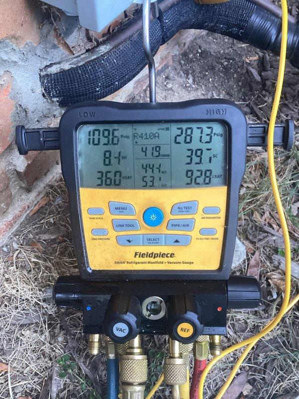 Completed comprehensive ComfortGuard maintenance package on gas furnace and air conditioning system. Performed thorough inspection of internal components including blower motor assembly, heat exchanger, burner assembly, and electrical control systems. Addressed customer concern regarding missing insulation on refrigerant lines inside unit by inspecting copper line set and documenting condition. Verified system pressures and temperatures using refrigerant manifold gauges, confirming proper refrigerant charge and system performance within manufacturer specifications.