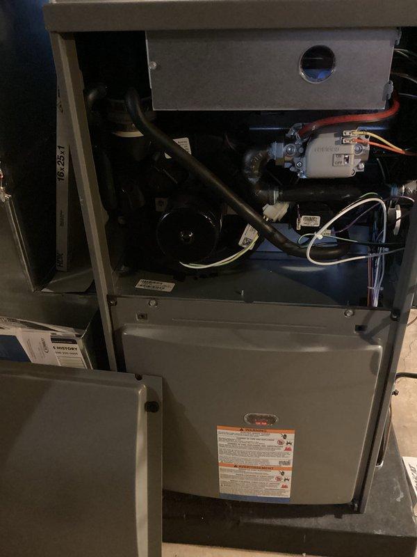 Completed annual furnace maintenance and tune-up on residential heating system per maintenance membership agreement. System found operating properly with no issues present. Performed comprehensive inspection of all internal components including inducer motor assembly, blower motor, electrical connections, gas valve, heat exchanger, and control board. Verified proper operation of all safety controls and limit switches. Cleaned and inspected burner assembly, checked gas pressure and combustion parameters. Tested thermostat operation and confirmed proper heating cycle sequence. All components functioning within manufacturer specifications. Unit left in proper working condition.