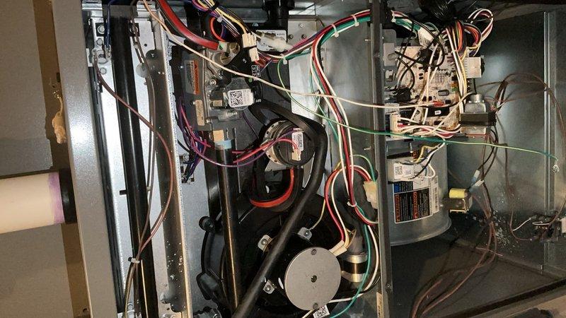 Completed annual maintenance tune-up on residential HVAC system per membership agreement. Performed comprehensive inspection of furnace and air conditioning components, including blower motor assembly, electrical connections, control relays, and refrigerant lines. Verified proper operation of condensate drainage system with PVC piping, checked all electrical wiring and connections for integrity, and confirmed system is functioning within manufacturer specifications with no issues identified.