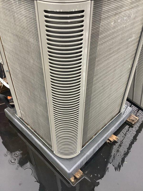 Completed scheduled preventive maintenance on rooftop air conditioning unit. Inspected exterior cabinet, verified refrigerant line connections at brass fittings were secure, and confirmed proper drainage around unit base. Unit operating within normal parameters with no issues identified during inspection.