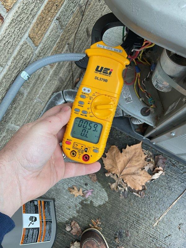 Responded to return air call. Performed electrical diagnostics on outdoor AC unit using digital multimeter and clamp meter. Verified voltage and amperage readings at capacitor and compressor connections. All electrical components tested within normal operating parameters. Unit operating properly at time of service.