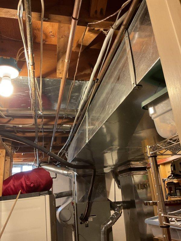 Installed dedicated electrical circuit and wiring for double oven installation. Ran new copper conductors through basement ceiling joists to electrical panel, secured all wiring per code requirements, and connected circuit to appropriate breaker in main service panel. Verified proper voltage, tested circuit operation, and confirmed all connections were secure and compliant with electrical safety standards.