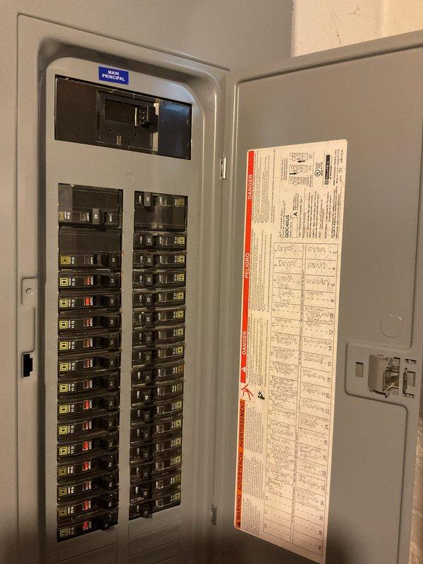 Installed dedicated electrical circuit and wiring for double oven installation. Ran new copper conductors through basement ceiling joists to electrical panel, secured all wiring per code requirements, and connected circuit to appropriate breaker in main service panel. Verified proper voltage, tested circuit operation, and confirmed all connections were secure and compliant with electrical safety standards.