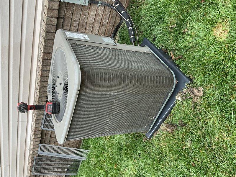 Performed scheduled air conditioning maintenance on residential condenser unit. Conducted system diagnostics using digital multimeter, measured operational parameters, and connected manifold gauge set to verify refrigerant pressures and system performance. Unit operating within normal specifications upon completion of preventive maintenance inspection.