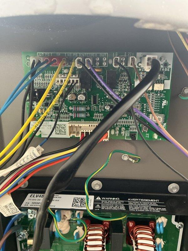 Replaced failed outdoor control board on Lennox unit. Removed defective 17D27 circuit board, installed new control board, reconnected all low and high voltage wiring to proper terminals, and verified system operation upon completion.