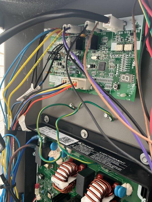 Replaced failed outdoor control board on Lennox unit. Removed defective 17D27 circuit board, installed new control board, reconnected all low and high voltage wiring to proper terminals, and verified system operation upon completion.