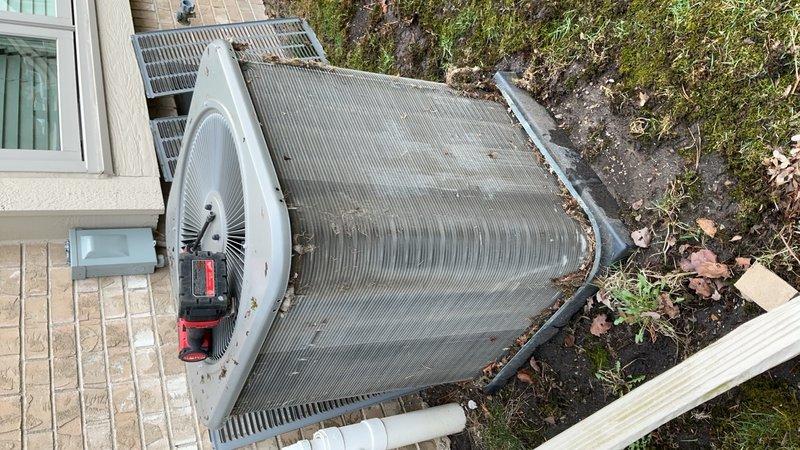 Completed annual cooling maintenance on residential split system. Performed comprehensive inspection of outdoor condenser unit, cleaned coil fins and top grille, verified electrical connections at disconnect box, and checked refrigerant lines. Unit operating within normal parameters upon completion of preventative maintenance service.