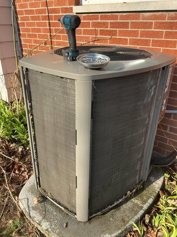 Completed annual cooling maintenance on outdoor condensing unit. Performed comprehensive system inspection, cleaned condenser coils, checked refrigerant levels, tested electrical connections, verified proper fan operation, and ensured all fasteners were secure. Unit operating within normal parameters with no issues identified.