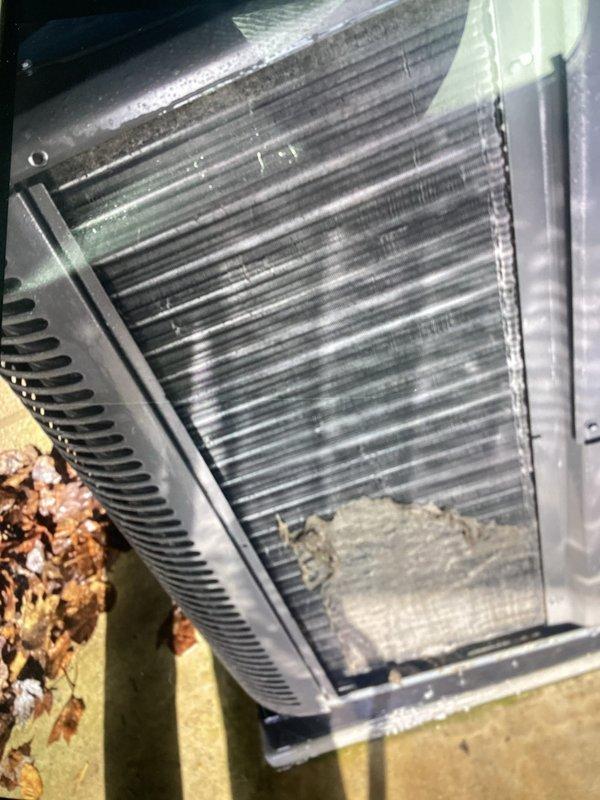 Completed comprehensive AHC maintenance on residential HVAC system, including inspection of outdoor condenser unit and evaporator coil assembly. Replaced air filters/pads as part of recurring Air Care Heating and Cooling service, noted minor corrosion on coil housing and debris accumulation on condenser fins requiring monitoring during future visits.