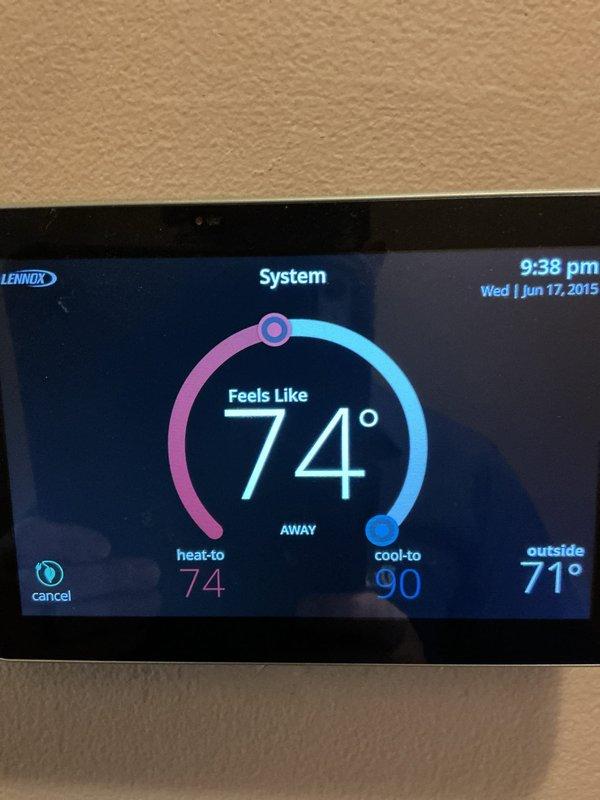 Completed annual cooling maintenance on Lennox system. Inspected and photographed thermostat operation, verified control board functionality, checked electrical connections and capacitor condition, and documented all major components. Filter replacement required and noted for service.