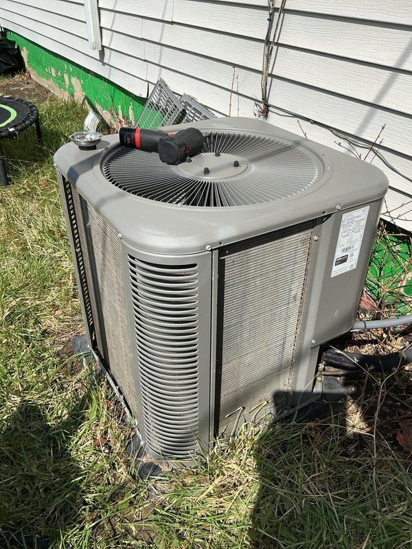 Completed annual heating and cooling maintenance on residential HVAC system. Performed comprehensive inspection of gas furnace and air handler unit in mechanical room, checking blower motor assembly, electrical connections, and refrigerant lines. Inspected outdoor condensing unit, verified proper airflow through louvered panels, and confirmed operational status of all components. All equipment found to be functioning within normal parameters with no immediate service needs identified.
