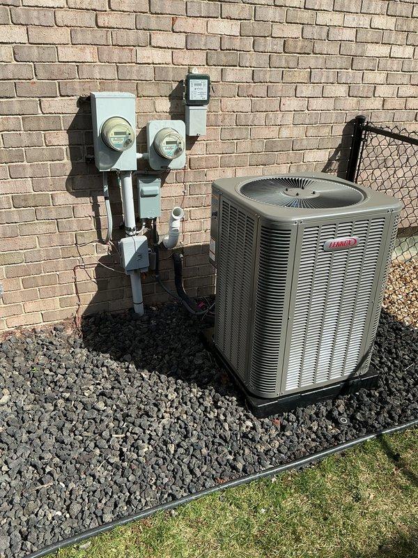 Completed full HVAC system installation including a 90,000 BTU furnace and 3.5-ton air conditioning unit in left-side configuration. Installed all necessary ductwork, electrical connections, and condensate drainage piping, with outdoor condenser unit positioned on gravel pad with proper clearances. Secured mechanical and electrical permits, reconnected all utilities, and verified system operation upon completion.