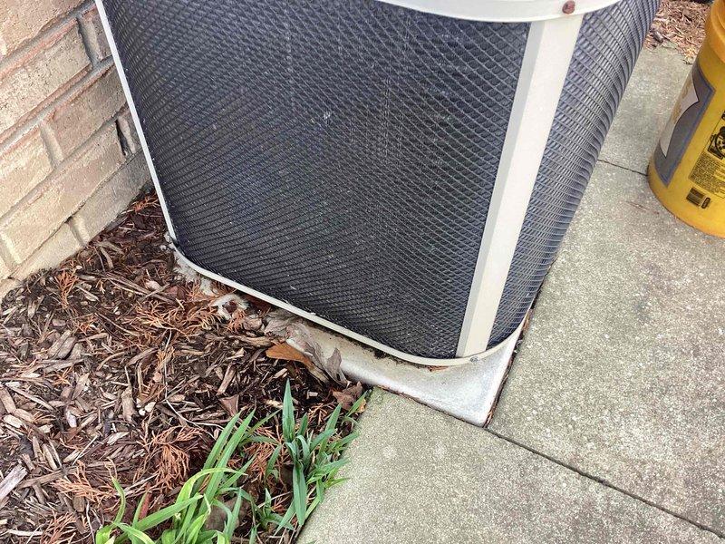 Completed scheduled air conditioning maintenance on outdoor condenser unit. Performed routine inspection of condenser coils, replaced air filter, and installed new evaporative cooler pads as part of recurring preventive maintenance program to ensure optimal system performance for the cooling season.