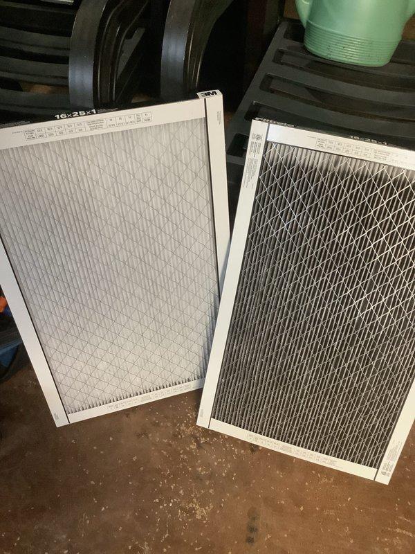 Completed comprehensive Air Care Heating and Cooling recurring maintenance service. Performed routine inspection of outdoor condenser unit, verifying proper operation of fan assembly and heat exchanger coil system. Replaced heavily soiled air filter with new filter, removing accumulated dust and debris to restore proper airflow and system efficiency.