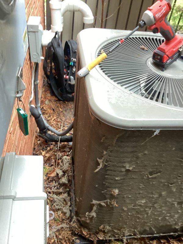 Completed annual cooling maintenance on outdoor condensing unit. Performed comprehensive system inspection, cleaned condenser coil and exterior surfaces, tested electrical components with multimeter to verify proper voltage and amperage readings, and confirmed operational efficiency of all mechanical systems.