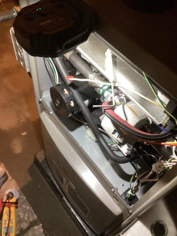 Completed comprehensive Air Care Heating and Cooling maintenance inspection on residential HVAC system. Performed thorough examination of outdoor condenser unit, noting significant dirt and debris accumulation on exterior louvers and panels requiring attention. Accessed indoor air handler unit, inspected blower motor assembly, electrical connections, and internal components to verify proper operation. Replaced air filter as part of routine preventative maintenance protocol. All system components found to be functioning within normal parameters upon completion of service visit.