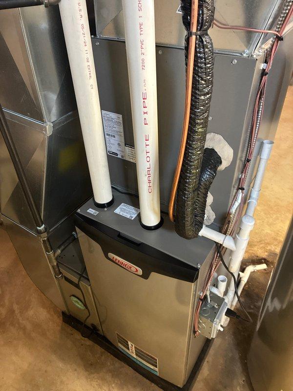 Completed scheduled Air Care Heating and Cooling maintenance on residential HVAC system. Performed comprehensive inspection and service of indoor furnace and air handler unit, verifying proper operation of all mechanical and electrical components, checking refrigerant line insulation integrity, and confirming condensate drainage system functionality. Inspected outdoor condensing unit, verified proper airflow through coil louvers, and confirmed unit is level on concrete pad with adequate clearance for optimal performance.