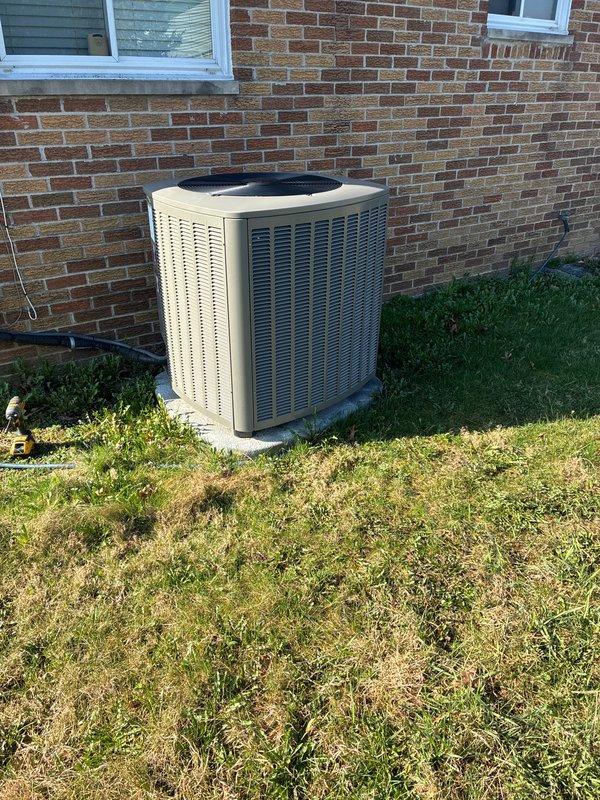 Completed scheduled Air Care Heating and Cooling maintenance on residential HVAC system. Performed comprehensive inspection and service of indoor furnace and air handler unit, verifying proper operation of all mechanical and electrical components, checking refrigerant line insulation integrity, and confirming condensate drainage system functionality. Inspected outdoor condensing unit, verified proper airflow through coil louvers, and confirmed unit is level on concrete pad with adequate clearance for optimal performance.