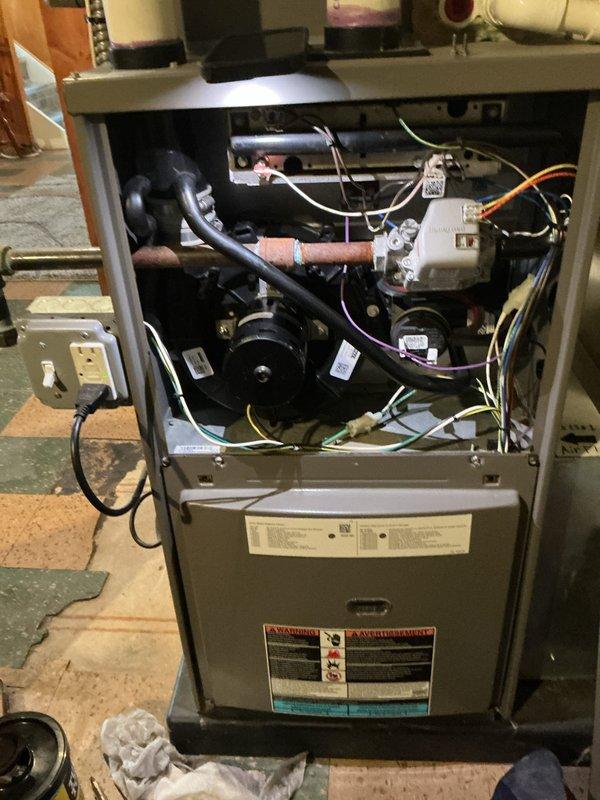 Completed scheduled air conditioning maintenance. Performed comprehensive inspection of indoor furnace unit and outdoor condenser, checking all mechanical and electrical components, verifying proper operation of blower motor assembly, inspecting refrigerant lines and connections, and confirming system functionality for the cooling season.