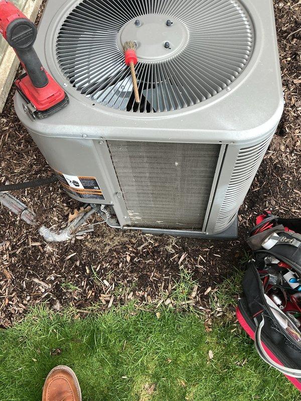 Completed scheduled air conditioning maintenance. Performed comprehensive inspection of indoor furnace unit and outdoor condenser, checking all mechanical and electrical components, verifying proper operation of blower motor assembly, inspecting refrigerant lines and connections, and confirming system functionality for the cooling season.