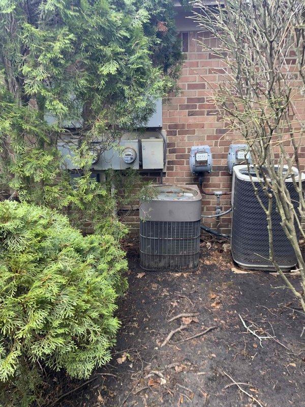 Completed estimate for replacement of 25-year-old furnace system. Inspected existing equipment in basement utility area, documented current furnace condition with access panel open to assess internal components and wiring configuration. Evaluated ductwork connections and overall HVAC system layout. Assessed exterior condenser unit showing significant age-related wear and weathering. Provided replacement options and discussed BOGO promotion availability for expedited installation scheduling.