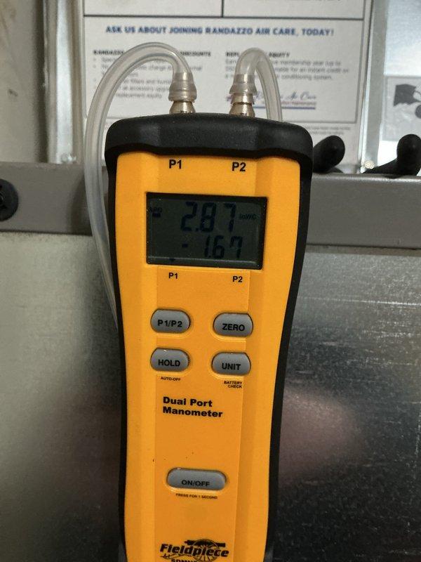 Responded to no-heat call on 3-year-old furnace displaying error code 224. Performed diagnostic testing using dual port manometer to measure gas pressure and system pressures. Initial reading showed 281/-167, followed by adjusted reading of 198/1.3, indicating proper gas supply and pressure regulation. Cleared error code, verified furnace ignition sequence, and confirmed unit returned to normal operation. System tested and left operational under both parts and labor warranty coverage.